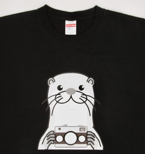 男性用　かわうそ商店オリジナルTシャツ　黒　4.7オンスドライ系生地　前後プリントあり