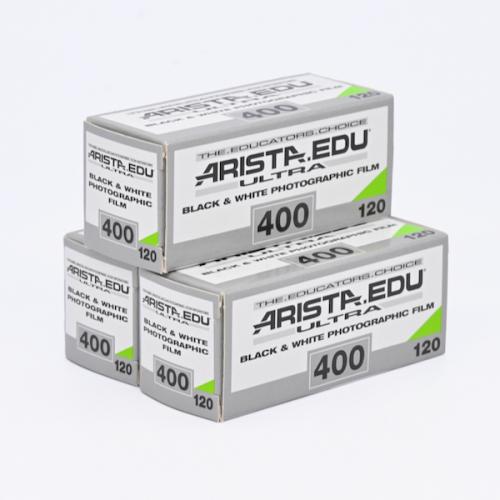白黒フィルム　ARISTA・アリスタ　EDU ULTRA400　ブローニー120サイズ　3本組