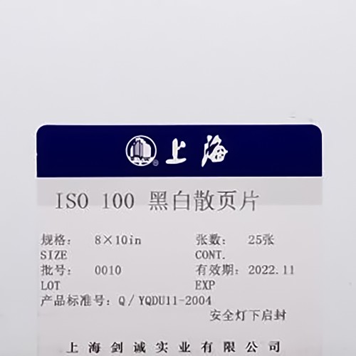 白黒シートフィルム　上海　GP3 100　8×10サイズ　25枚入り