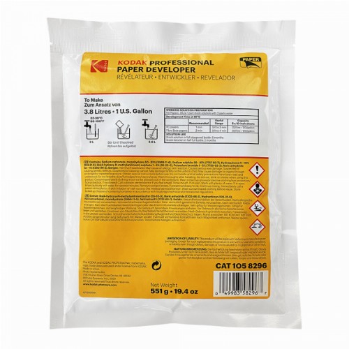 白黒印画紙用粉末現像剤　KODAK　Paper Developer (DEKTOL)　1ガロン(約3.8リットル)　1袋