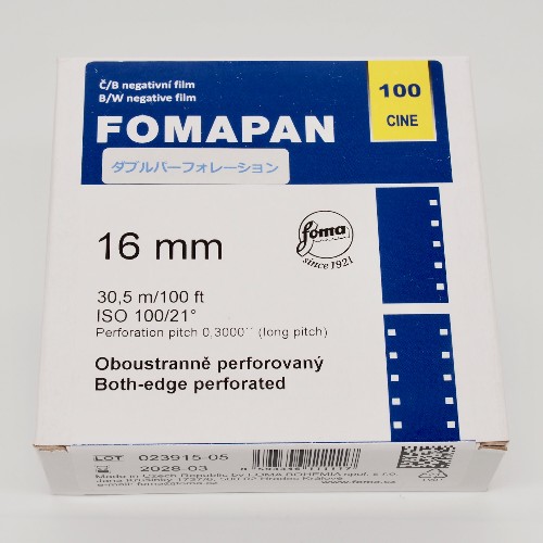 16mmダブルパーフォレーションフィルム　FOMA・フォマ　FOMAPAN100　30.5m
