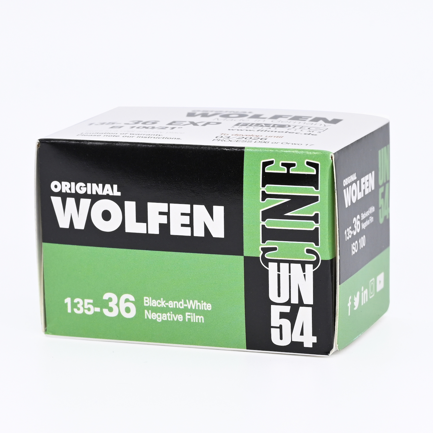 満15歳ありがとう　箱潰れ大　白黒フィルム　ORWO・オルヴォ　WOLFEN UN54 (ISO100)　36枚撮り　1本