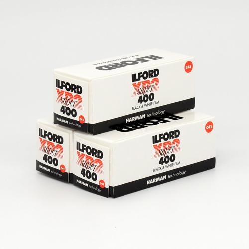 カラー現像白黒フィルム　ILFORD　XP2 SUPER 400　ブローニー120サイズ　3本組