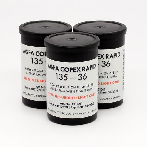 高解像度白黒フィルム　AGFA　COPEX RAPID(ISO50)　36枚撮り　　3本組