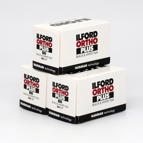 白黒フィルム　ILFORD　ORTHO PLUS 80　36枚撮り　3本組