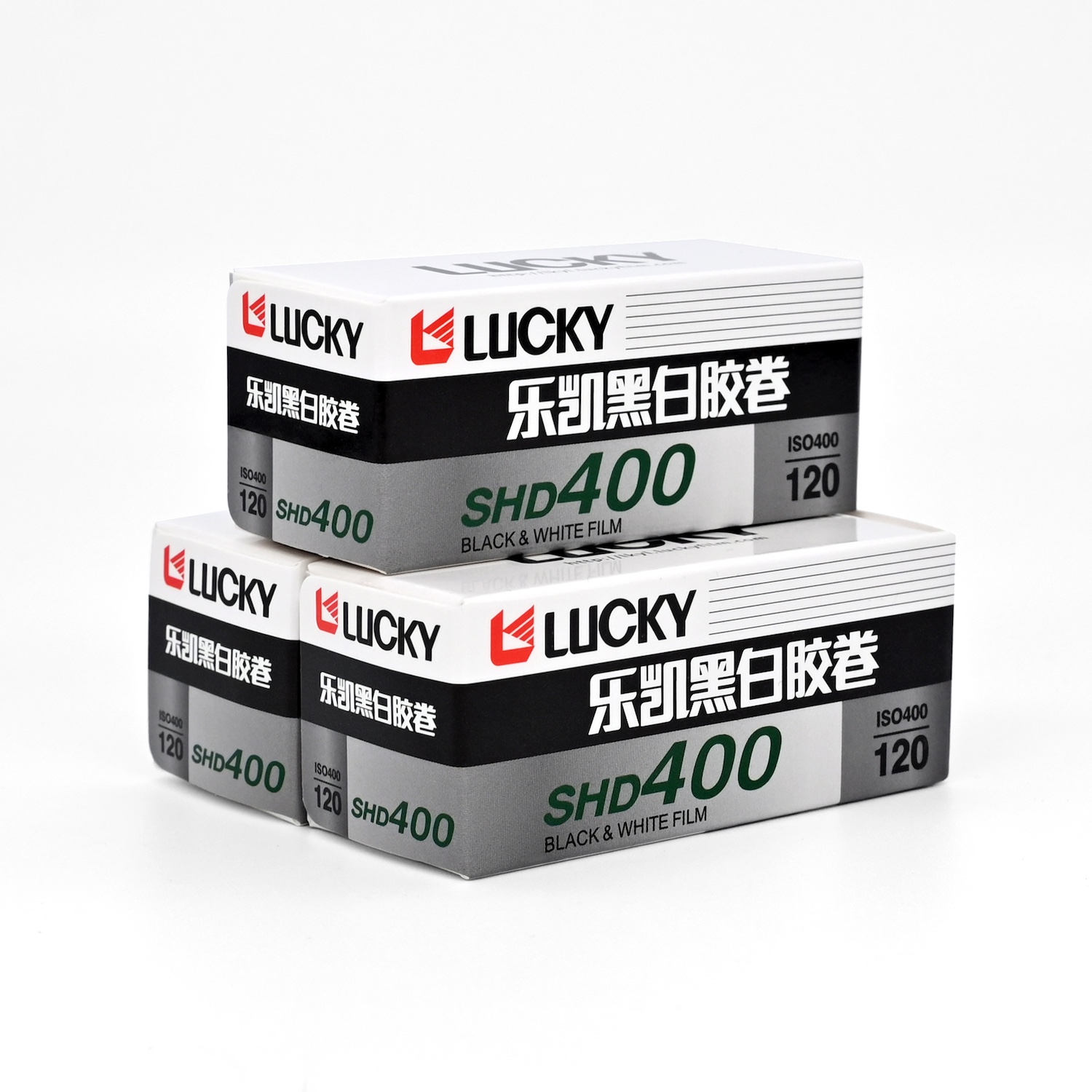 白黒フィルム　LUCKY　SHD400　ブローニー120サイズ　3本組