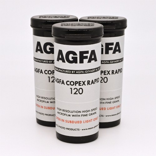 高解像度白黒フィルム　AGFA　COPEX RAPID(ISO50)　ブローニー120サイズ　3本組