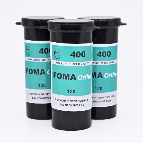 オルソマチック白黒フィルム　FOMA　ORTHO400　ブローニー120サイズ　3本組